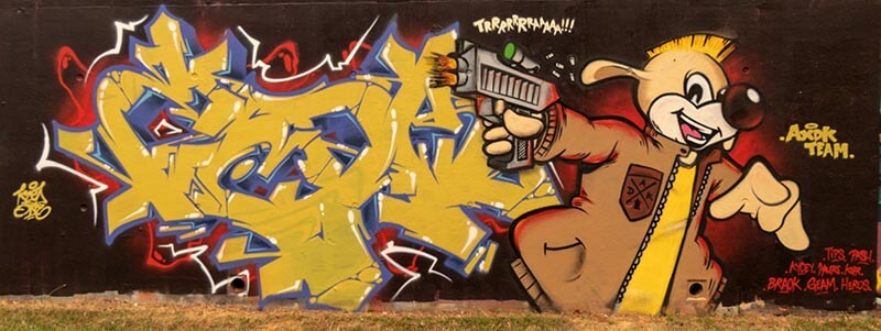 Graffiti réalisé par Kzed du crew AXDK a Amiens dans une usine abandonnée